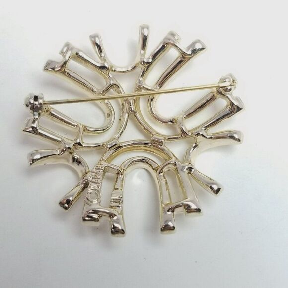 Vintage Sarah Coventry Retro Atomic Style Brooch, Pale Gold Tone Estate, Signed - Picture 3 of 7